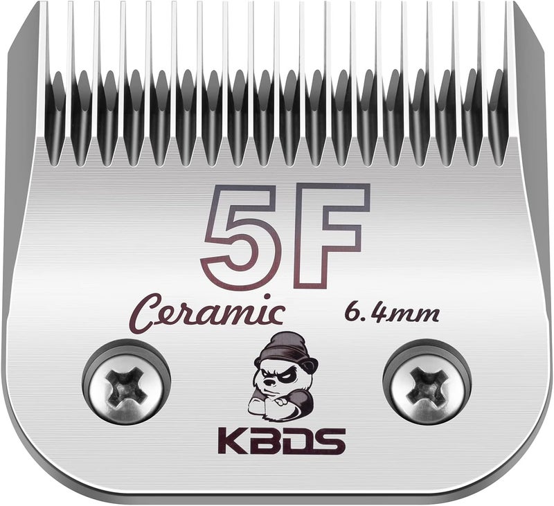 KBDS Detachable Pet Dog Grooming Ceramic Clipper Blades,Compatible with Most Andis,Oster A5/A6,Wahl KM Series Clippers,Size 5FC 1/4'' Inch 6.4mm Cut Length, 5F Blade - Image 1
